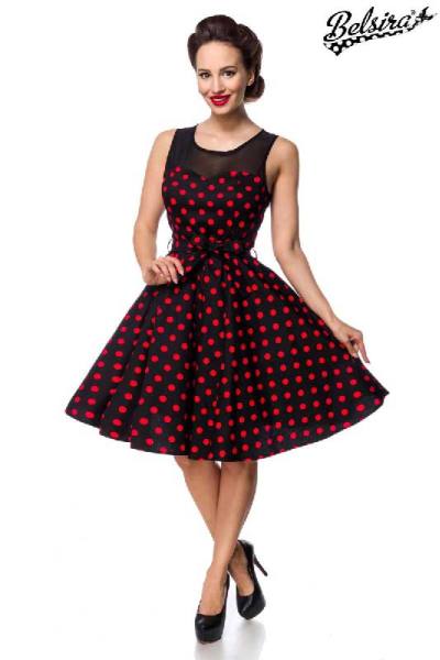 Retro-Kleid mit Dots in schwarz/rot