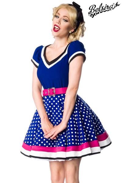 Retro Kleid mit Gürtel und kurze Puffärmel