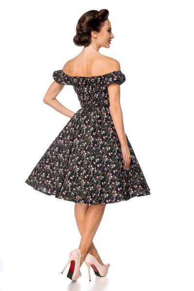 Retro schulterfreies Kleid schwarz/rosa