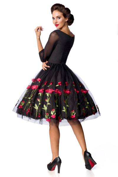 Retro-Swingkleid mit aufgestickten Rosen