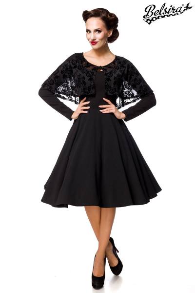 Retrokleid mit Cape in schwarz