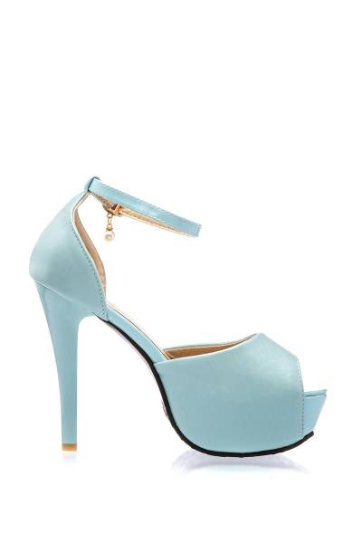 Riemchen-Peep-Toe Pumps hellblau