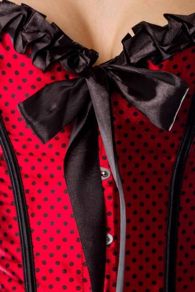 Rockabilly Satin Corsage rot mit Rüschen