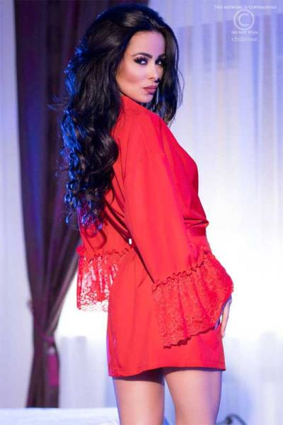 Romantische Negligee Robe in Rot