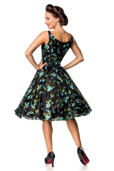 Romantisches Retro Blumen-Kleid blau