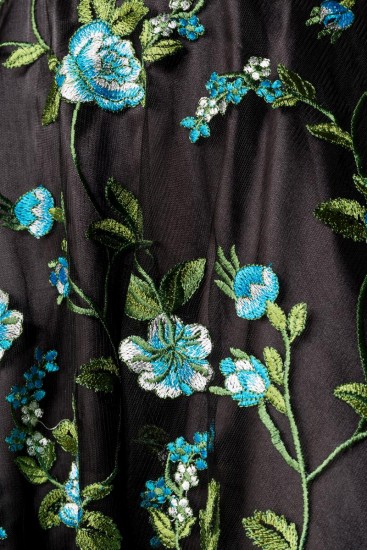 Romantisches Retro Blumen-Kleid blau