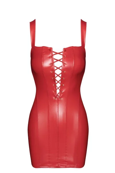 Wetlook  Minikleid mit Schnürung Rot
