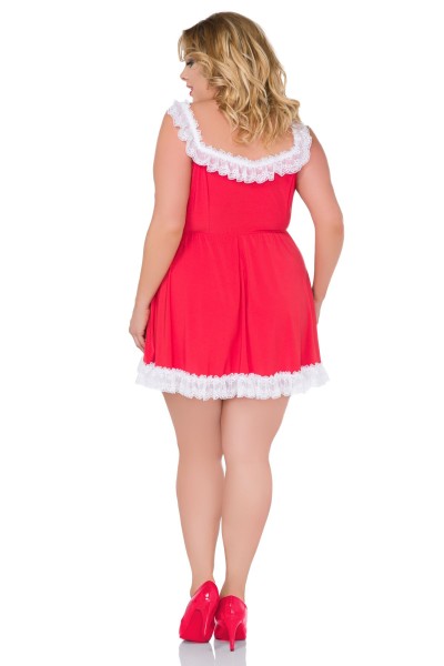 Rotes Plus-Size Chemise mit weißer Spitze (Plus Size)
