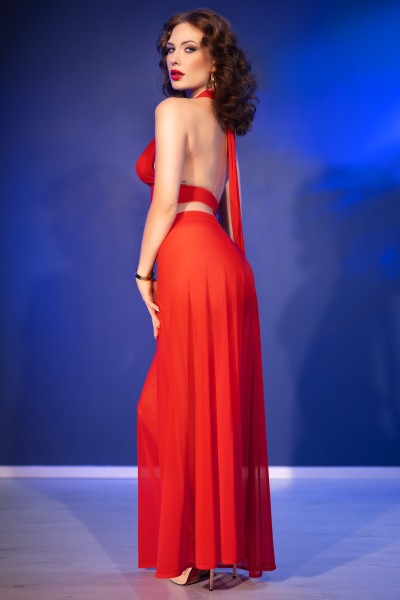 Rotes Set mit Top und Schlaghose