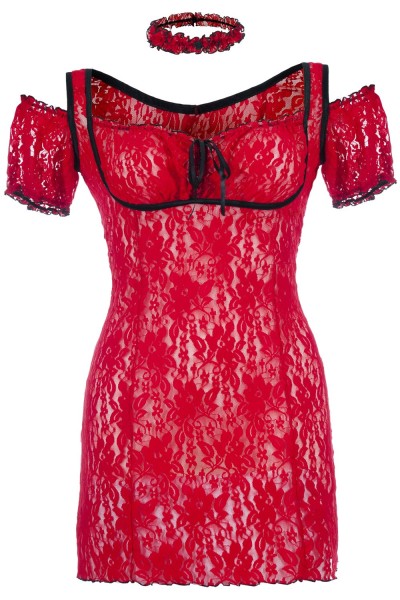 Rotes Spitzen-Chemise SB/1008 von Sexy Base