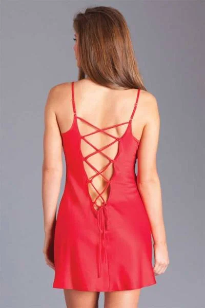 Satin Nachtkleid Rot mit Spaghettiträger