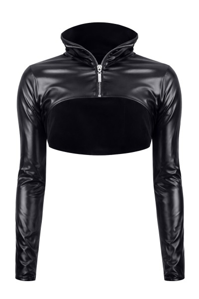 schwarze kurze Wetlook Jacke