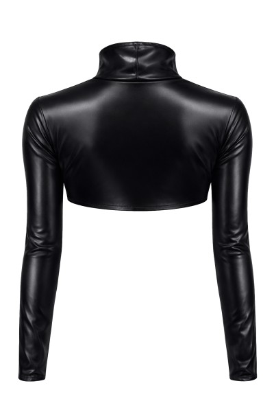 schwarze kurze Wetlook Jacke