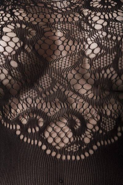 Schwarzes Bodystocking in Strapsoptik