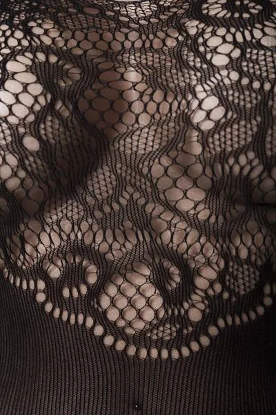 Schwarzes Bodystocking in Strapsoptik