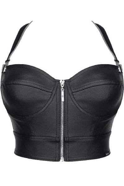 Schwarzes Damen Top mit Cups und Metallclips