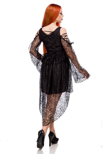 Schwarzes Gothic Spitzenkleid Schulterfrei