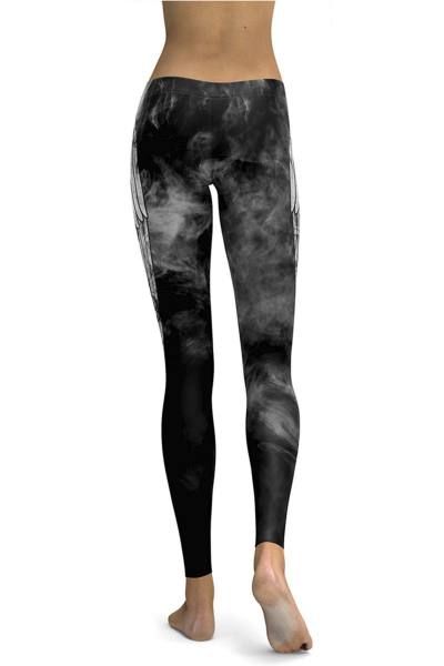 Schwarzes Leggings mit Flügeldruck