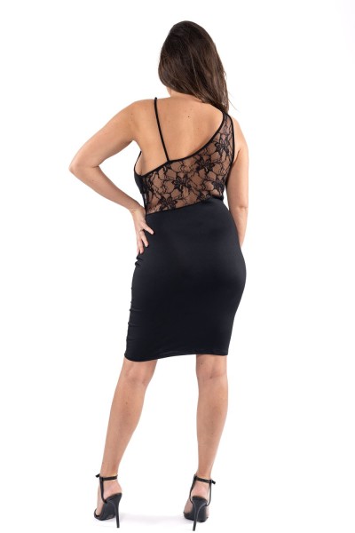 Schwarzes Minikleid mit Spitze