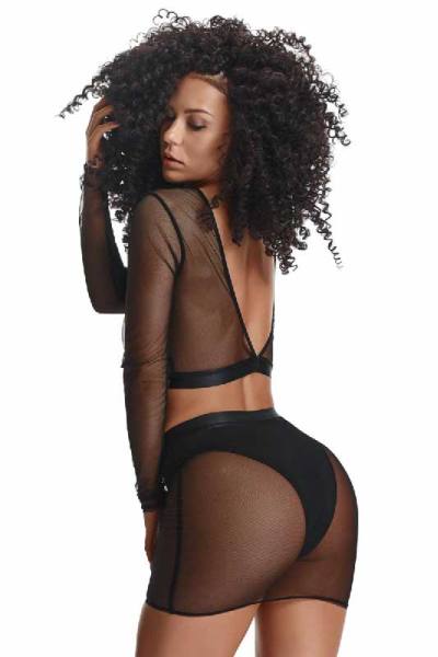Sexy Set mit Top, Rock mit String-Tanga