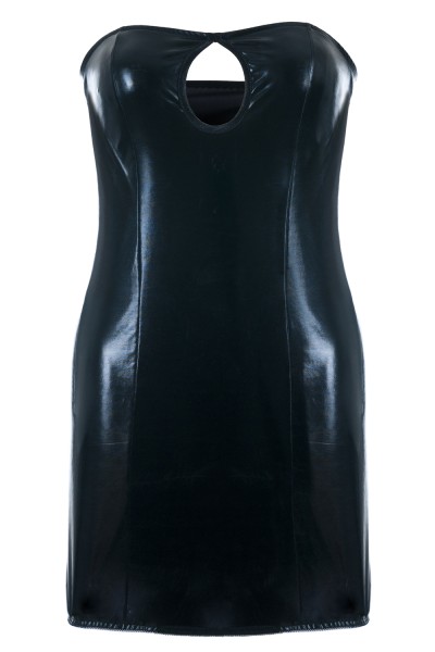 Sexy Base Wetlook-Chemise SB/1018 – Schwarzes trägerloses Minikleid