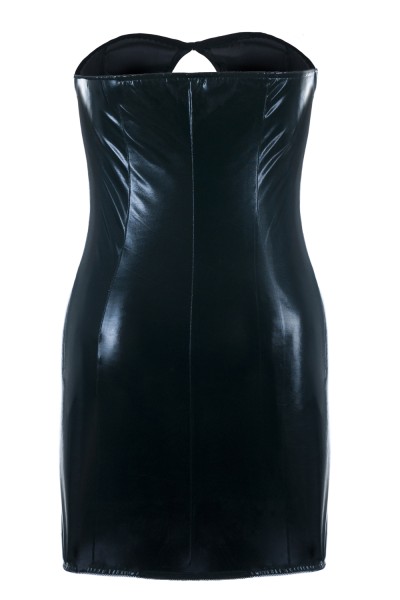 Sexy Base Wetlook-Chemise SB/1018 – Schwarzes trägerloses Minikleid