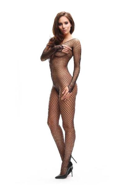 Fischnetz Bodystocking mit langen Ärmeln