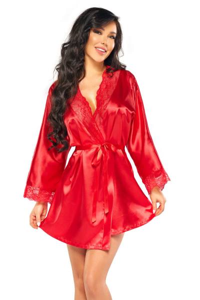 Kimono mit Spitze in Rot