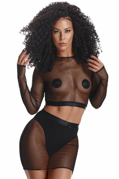 Sexy Set mit Top, Rock mit String-Tanga