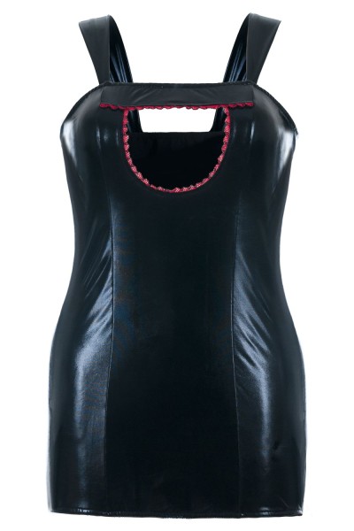 Sexy Wetlook Chemise SB/1015 Schwarz – Reizvolles Plus Size Lingerie-Kleid