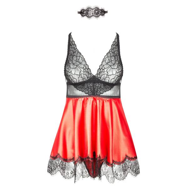 Spitzen Babydoll rot mit Augenmaske