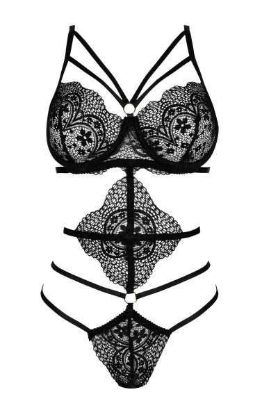 Spitzen Teddy mit raffinierten Zierbändern