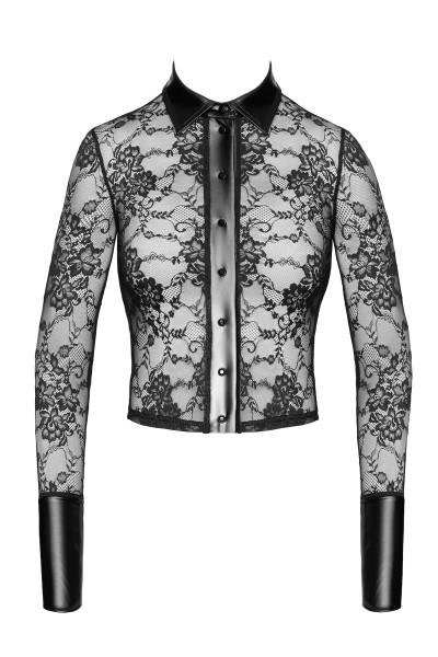 Spitzenshirt mit Strass-Druckknöpfen
