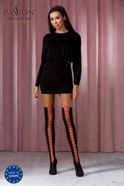 Strumpfhose in Overknee-Look schwarz/rot