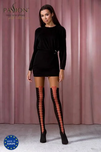 Strumpfhose in Overknee-Look schwarz/rot