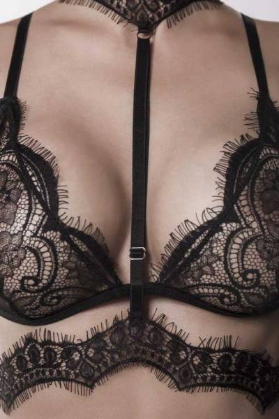 Süßer Spitzen Bra-Set schwarz