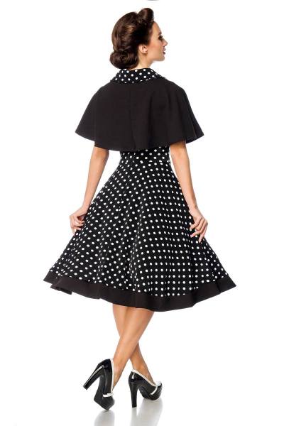 Swing-Kleid mit Cape schwarz/dots