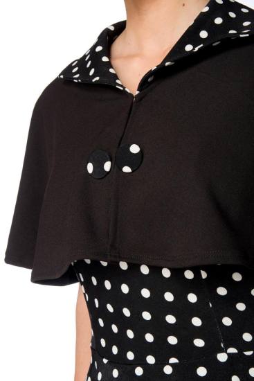 Swing-Kleid mit Cape schwarz/dots