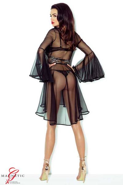 Verführerische, transparente Kimono in schwarz