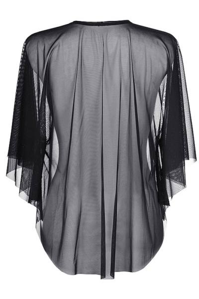 Transparente Tüll Bluse schwarz
