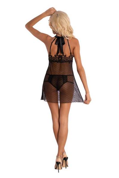 Transparente Tüll Chemise schwarz