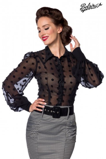 Transparente Vintage Bluse mit lange Ärmel