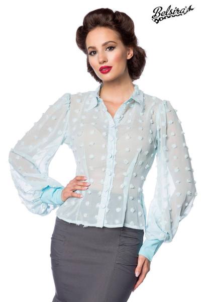 Vintage Bluse mit lange Ärmel blau