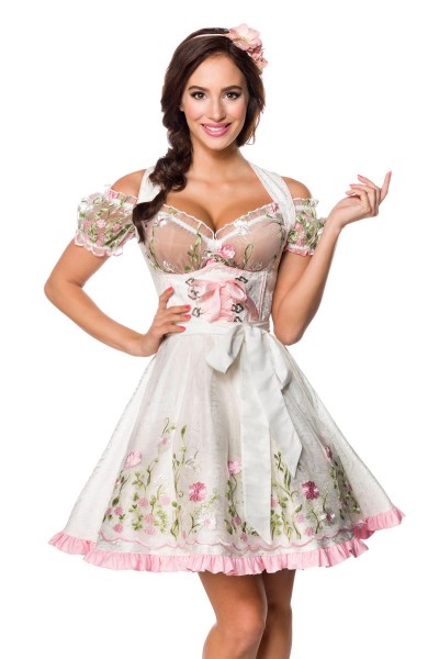 Unterbrustdirndl mit Netz Bluse weiß