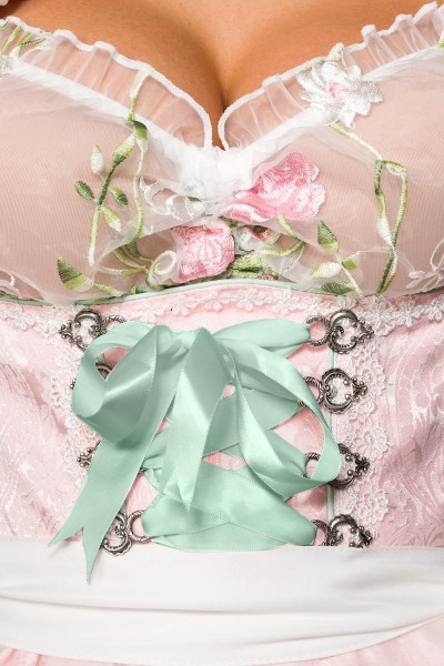 pink/grüne Unterbrustdirndl mit Netz Schürze