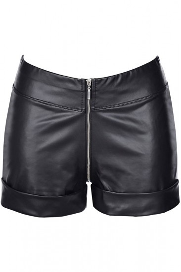 Wetlook-Shorts mit Reißverschluss