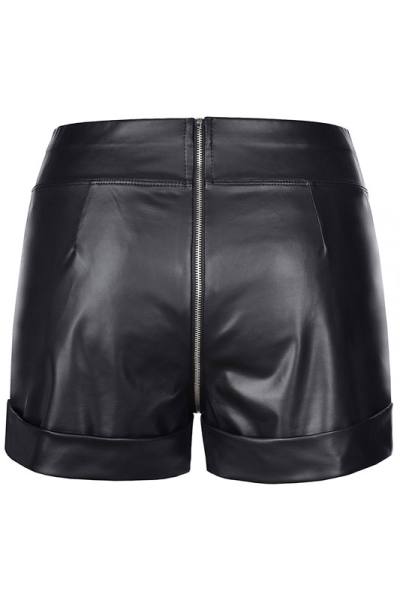 Wetlook-Shorts mit Reißverschluss