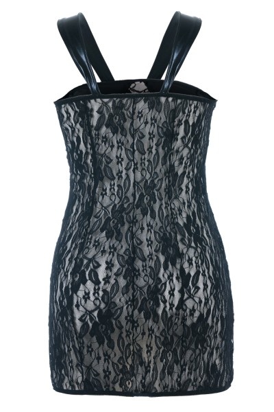 Verführerisches Plus Size Minikleid: Schwarzes Wetlook Chemise SB/1005 von Sexy Base