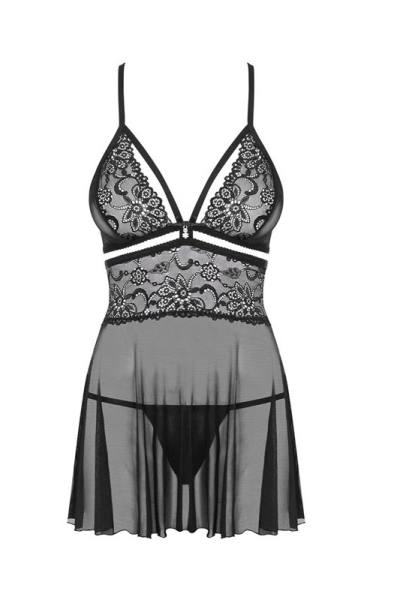 Verspielte, sexy Spitzen Babydoll in Schwarz