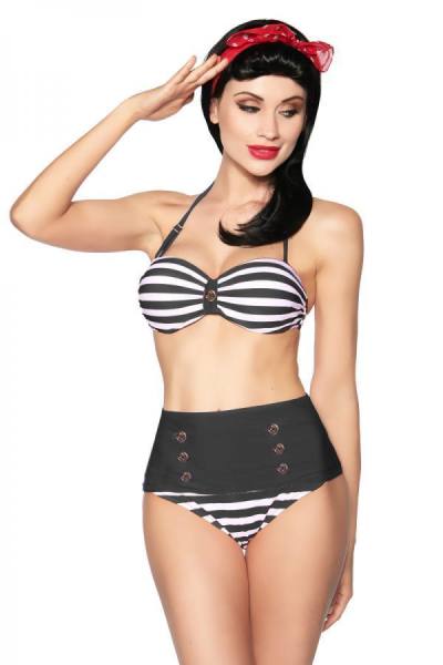 Vintage Bandeau-Bikini im Marine-Look